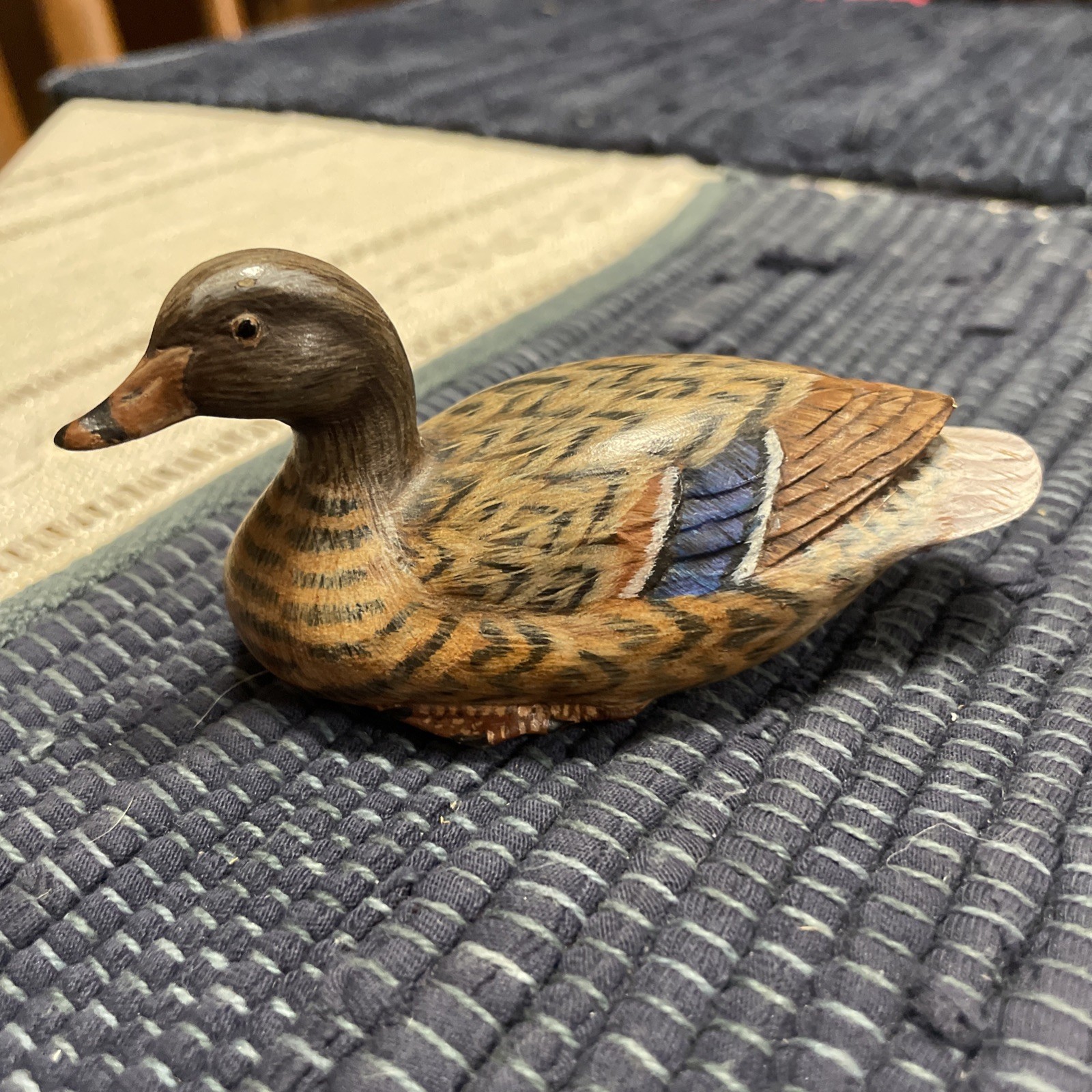 Vintage Hand Carved Painted Wooden Mallard Hen Duck 4”x2” Vintage Hand Carved Painted Wooden Mallard Hen Duck 4”x2”