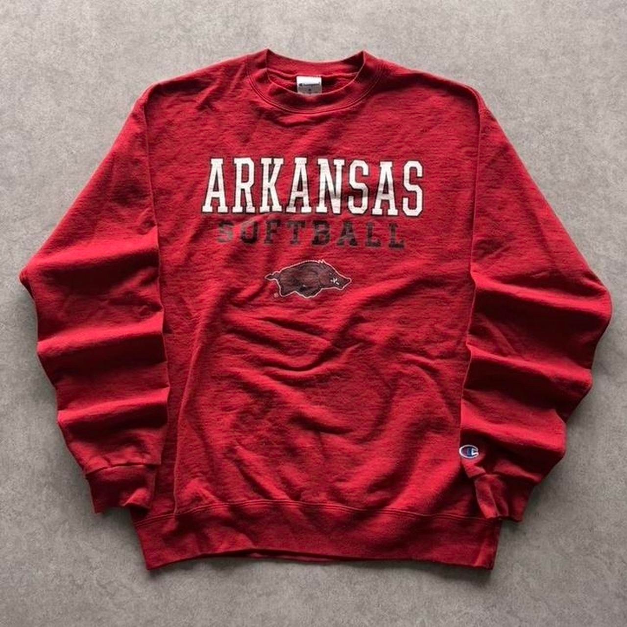 Vintage Champion Arkansas Razorbacks Softball Red Crewneck Sweatshirt Mens M