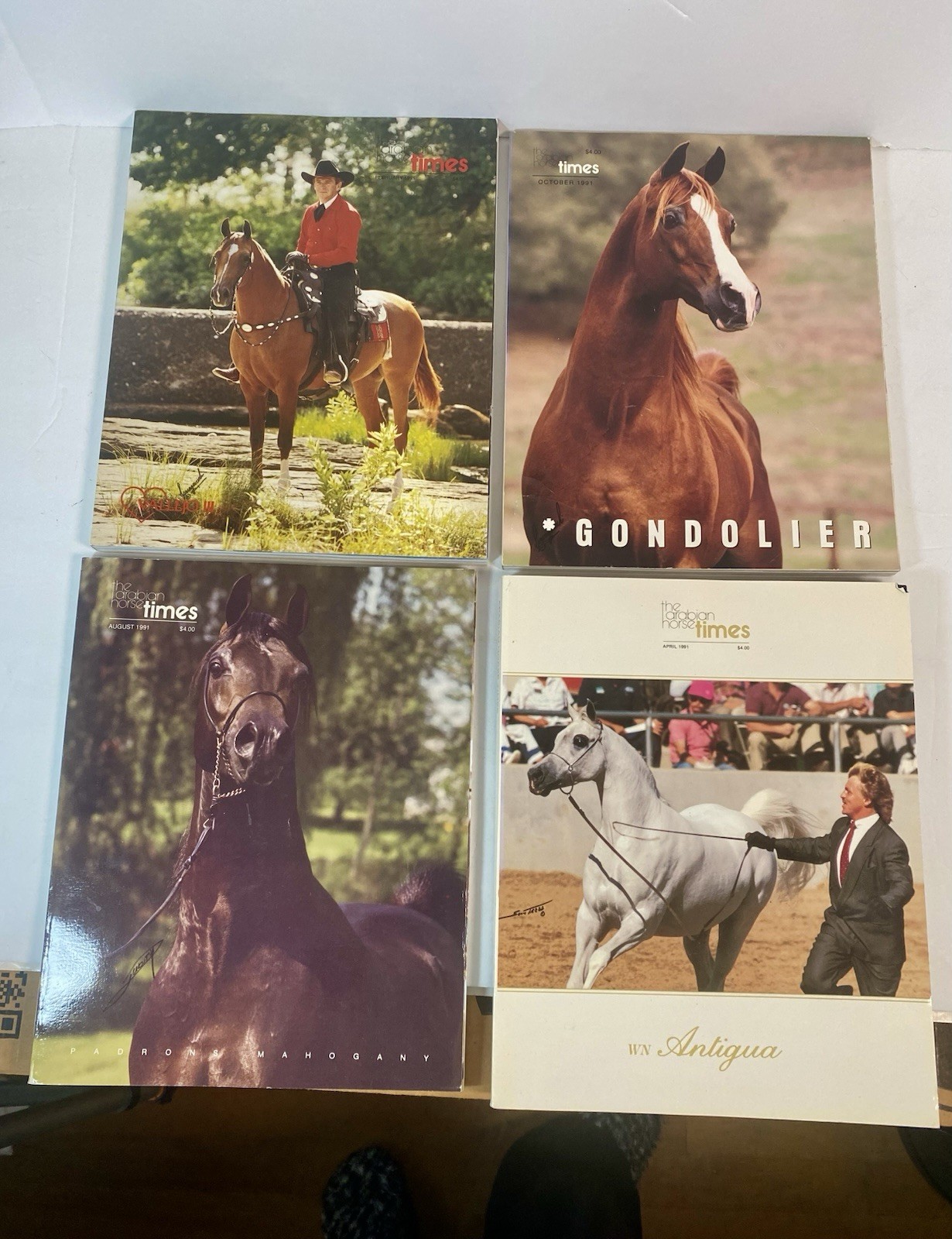 Arabian Horse Times Magazines 1991 Lot of 4 Vintage Feb, April, Aug, Oct