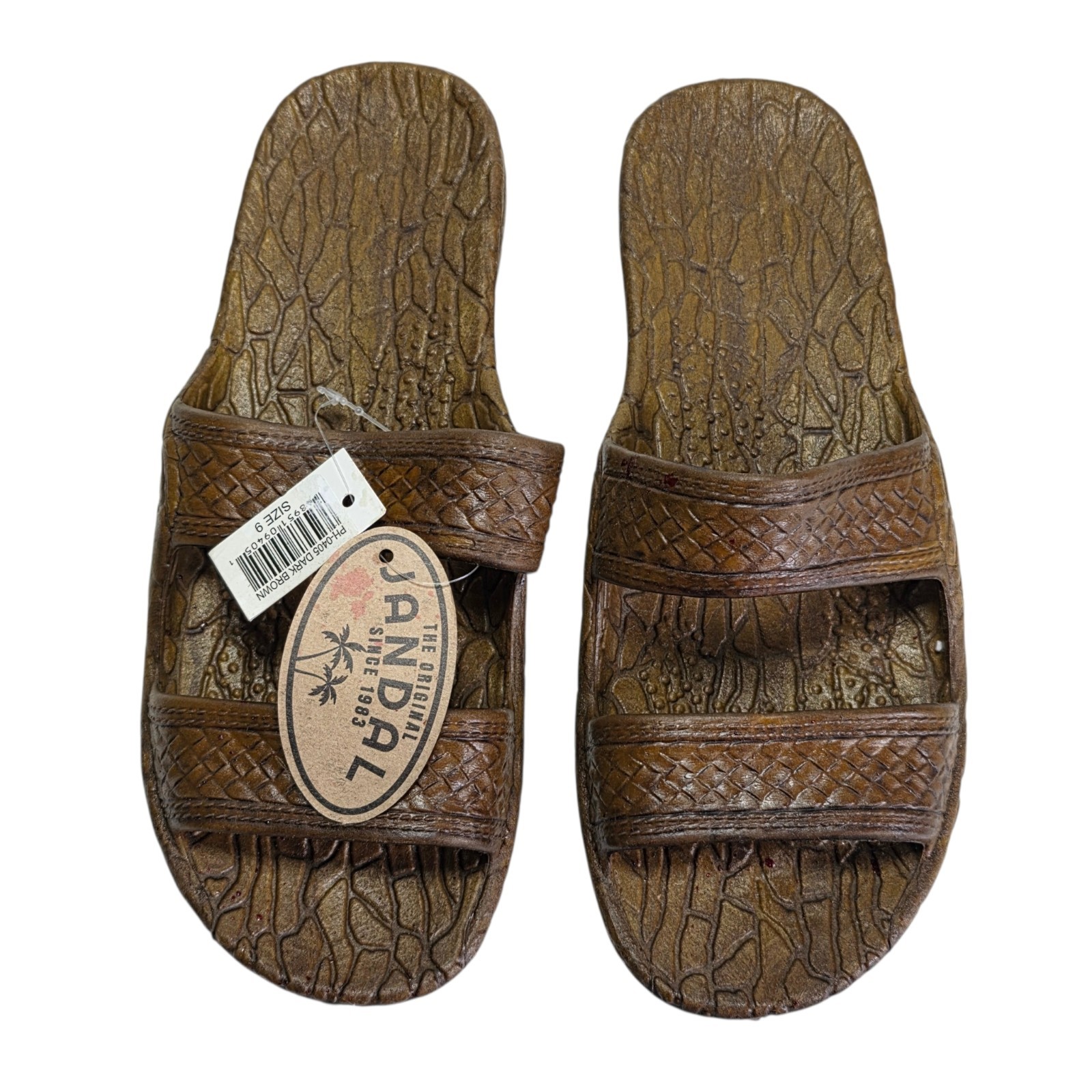 Island Slipper Men’s 9 Brown Pali Hawaii Leather Slide Sandals NWT