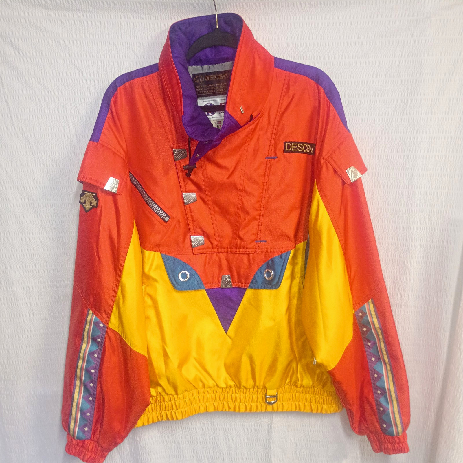 VTG Descente Spain Ski Team Colorblock Nylon Ski Jacket Men's Size 3 Multicolor VTG Descente Spain Ski Team Colorblock Nylon Ski Jacket Men's Size 3 Multicolor