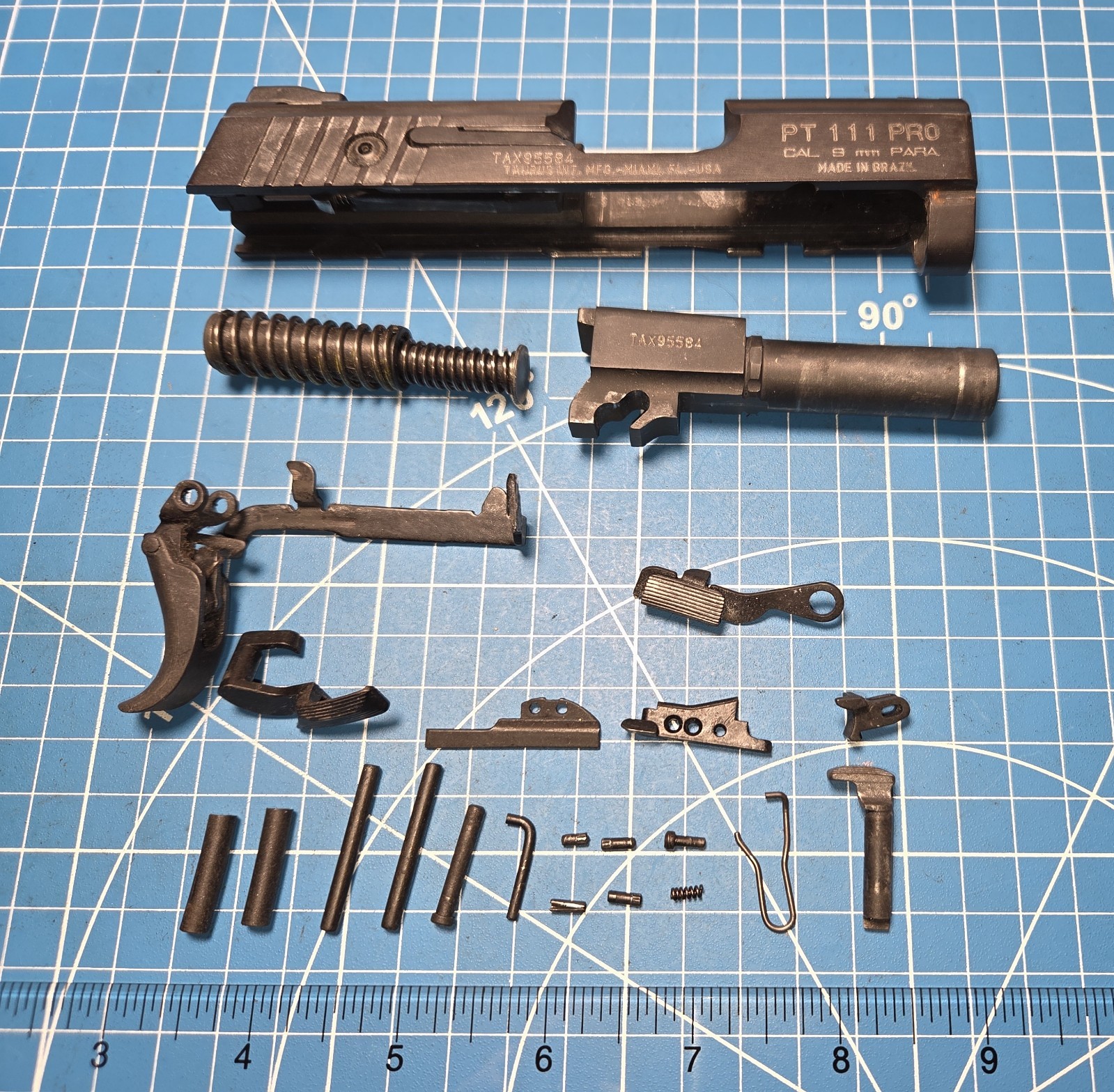 TAURUS PT-111 PRO MILLENNIUM 9MM    SLIDE, BARREL, PINS, SPRINGS, AND TRIGGER