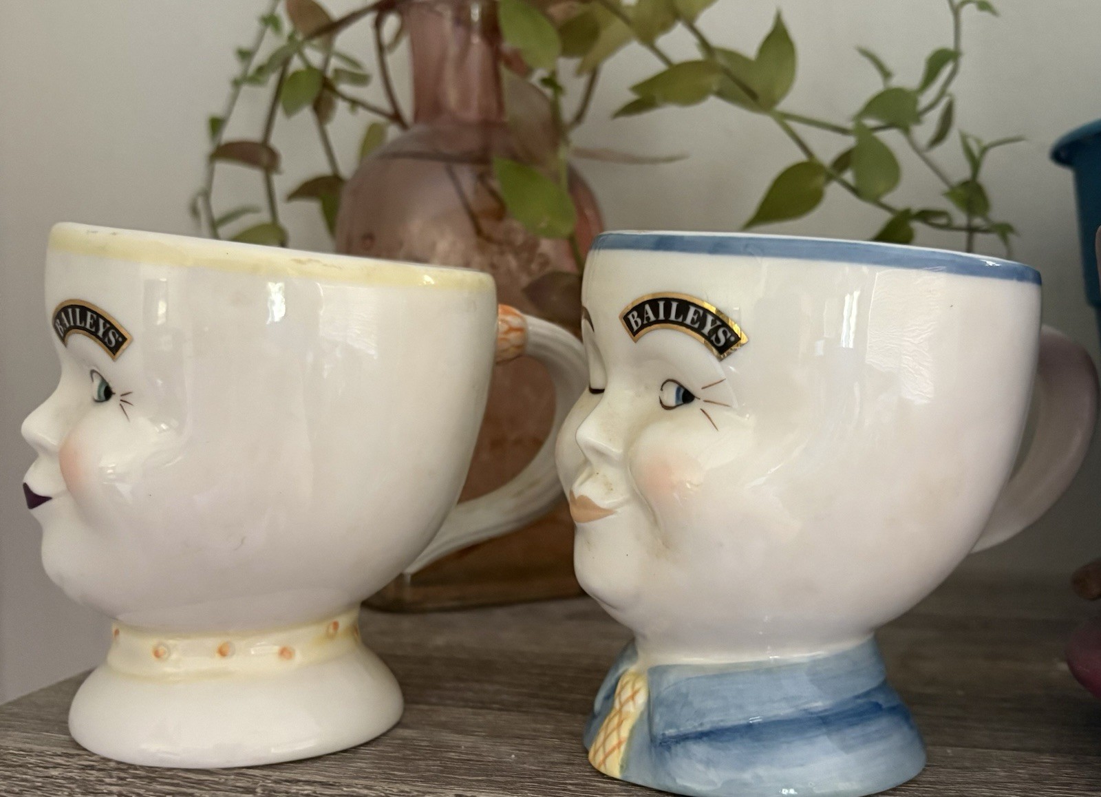 Vintage 1997 Baileys Irish Cream “YUM” Face Mugs – His & Hers Limited Edition.