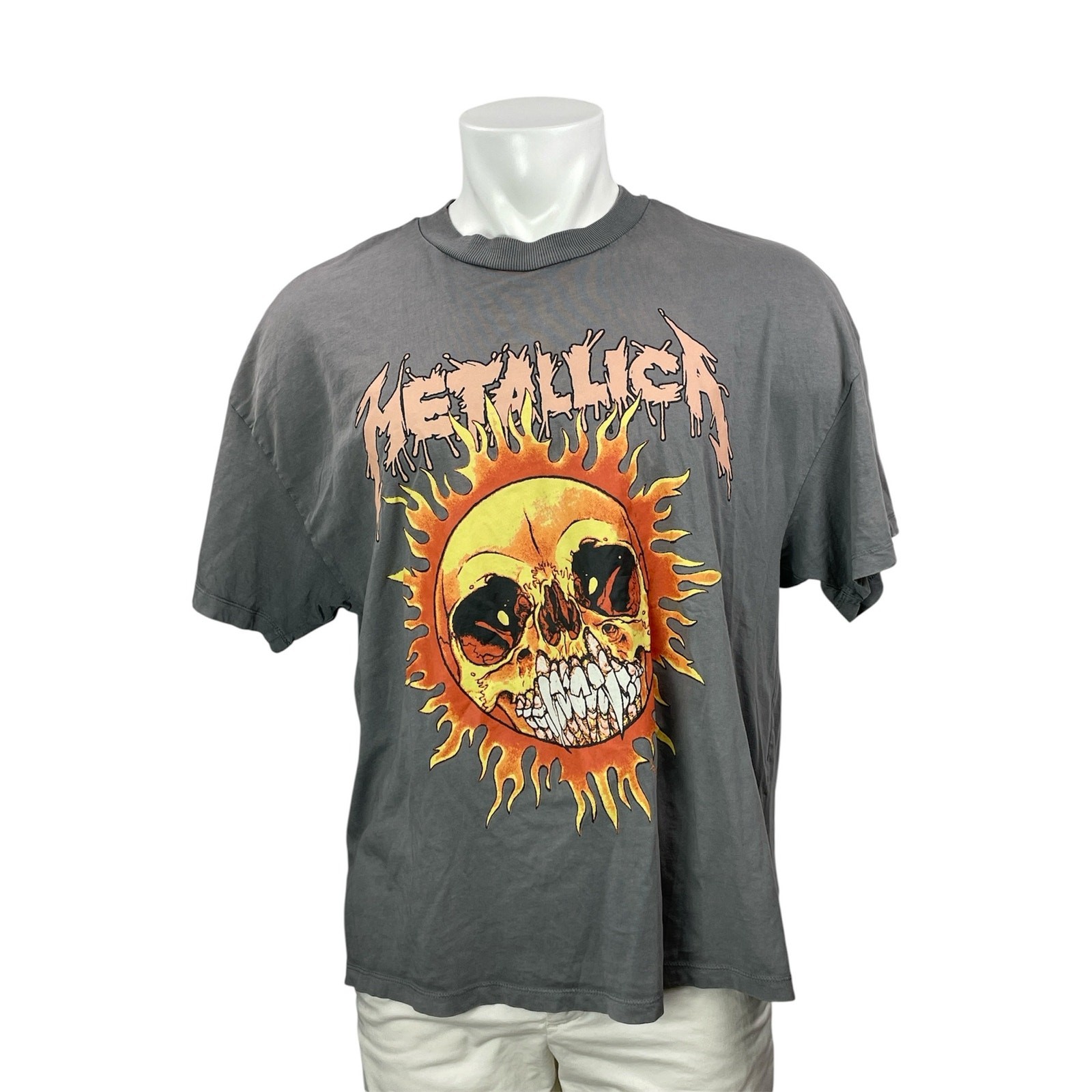 H&M Divided Men\'s Gray Short Sleeves Metallica Logo Graphic Tee T-shirt Top Sz S