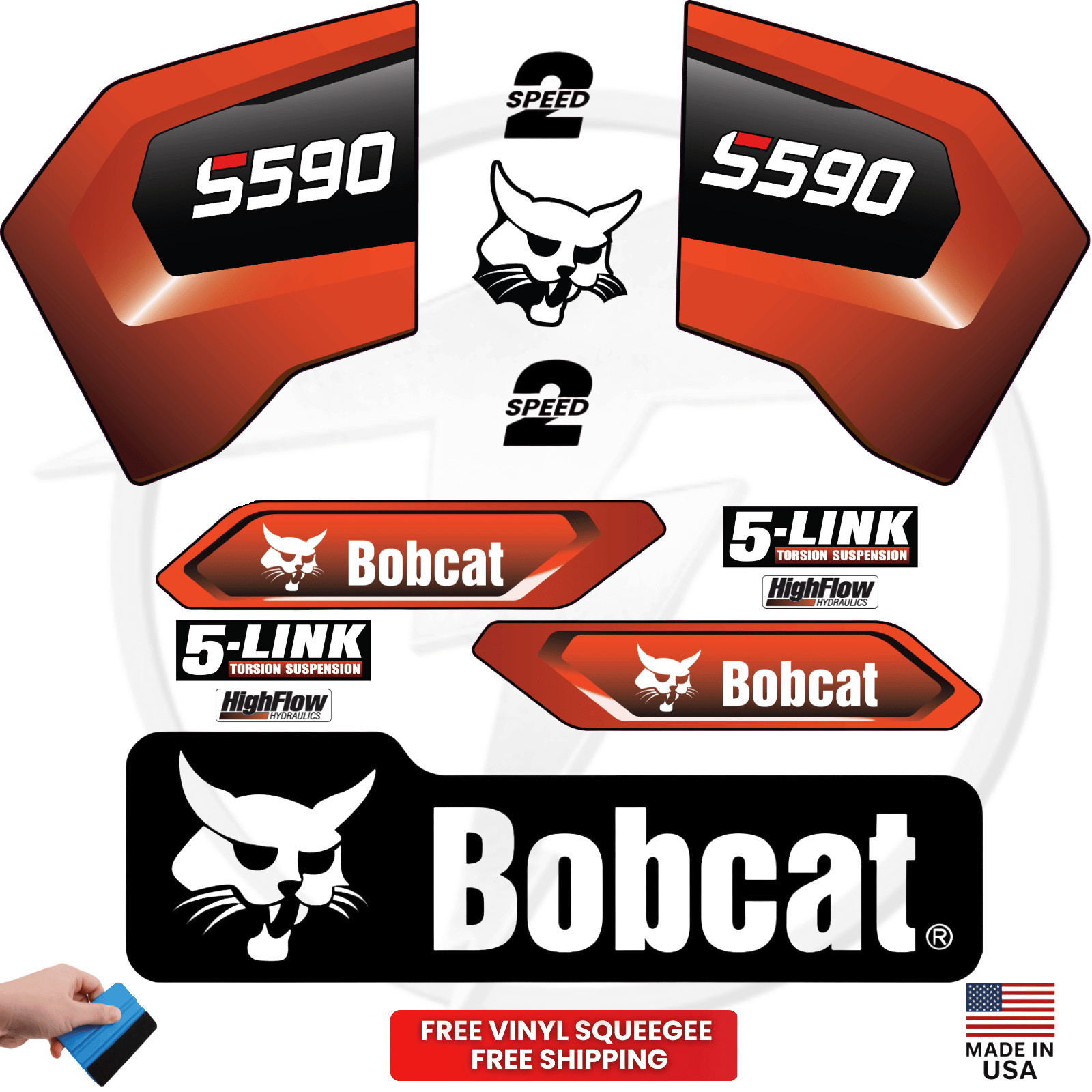 Fits Bobcat S590 Main Decals Skid Steer Stickers -  - 3M Vinyl