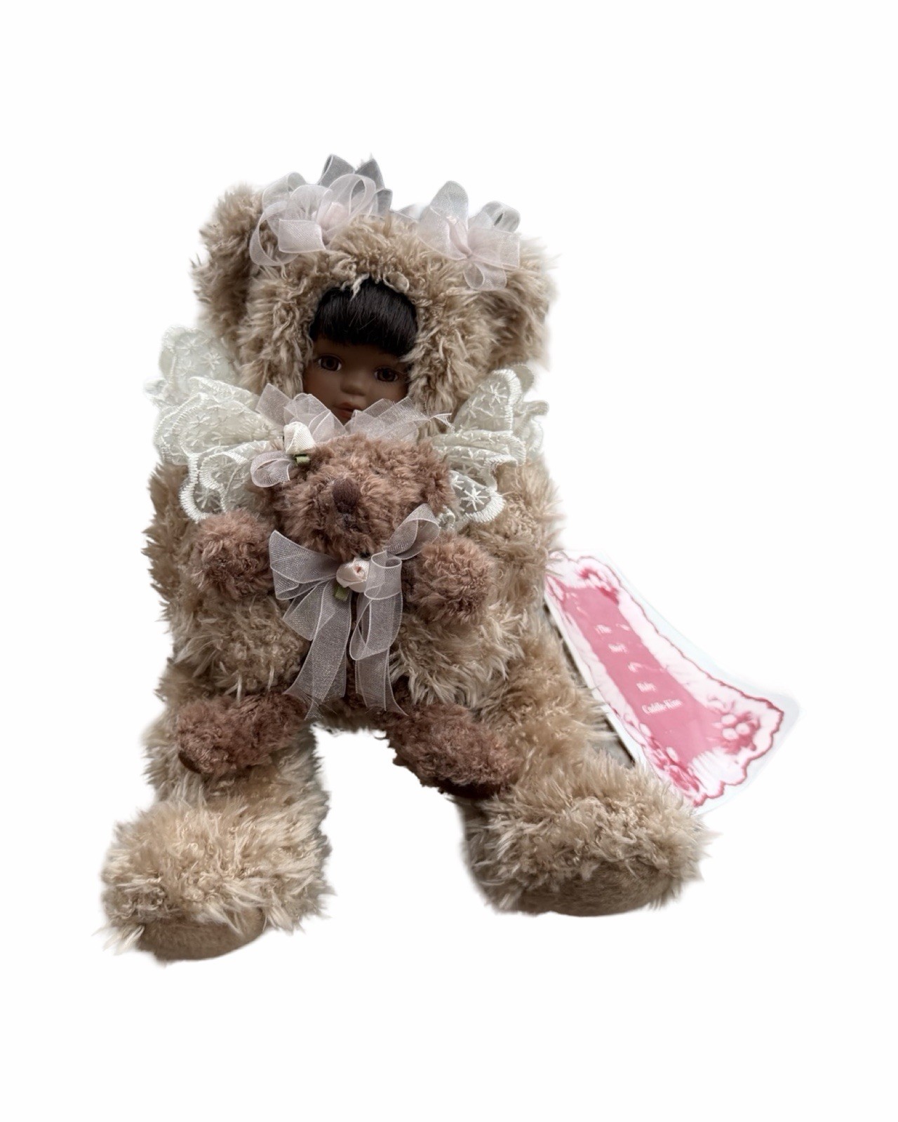 Vintage 1991 Cuddle-Kins Bear Doll Porcelain Face attached bear Renee Tompkins