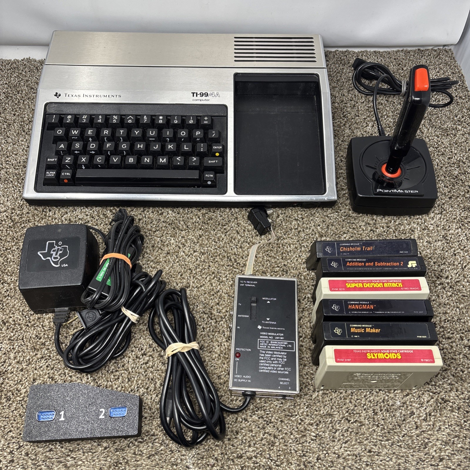 Texas Instruments TI-99/4A Home Computer TESTED W Cables Games And Joystick Texas Instruments TI-99/4A Home Computer TESTED W Cables Games And Joystick