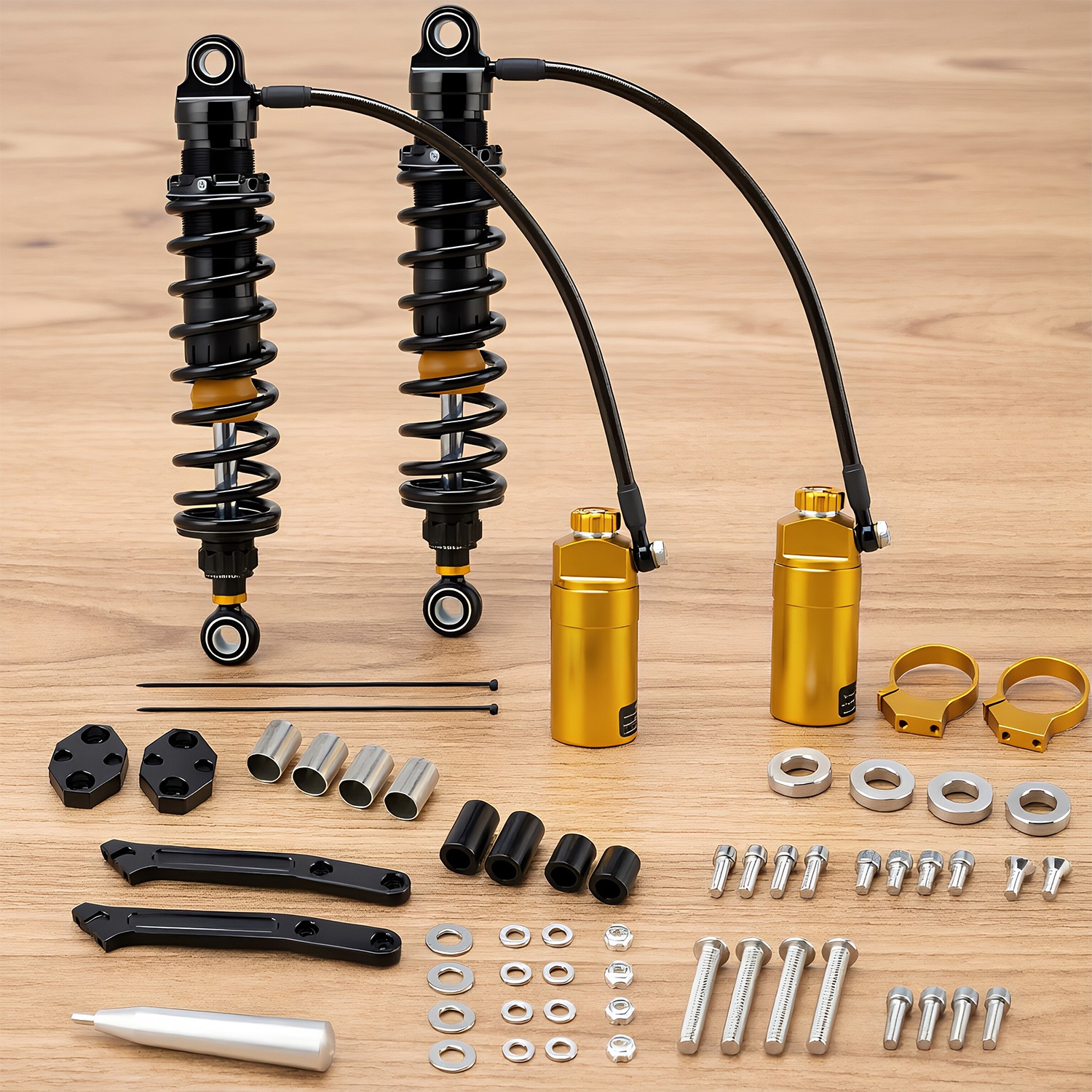 Remote Reservoir Rear Suspensions Shocks For 14-23 Harley Road Street Glide FLTR