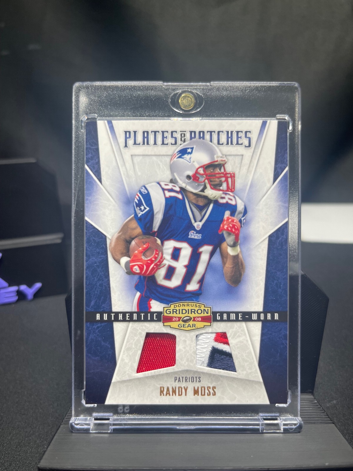 2008 Donruss Gridiron Gear #PP-11 Randy Moss Plates and Patches GAME WORN #/100