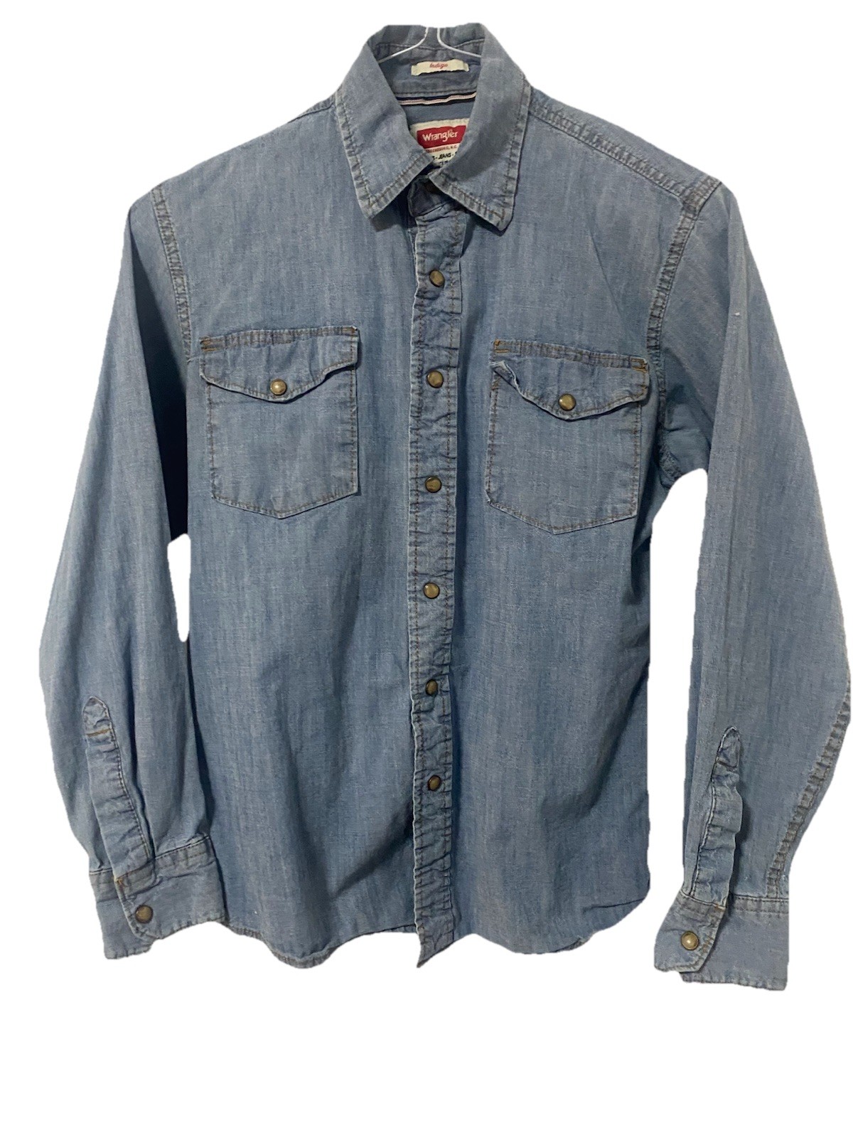 Vintage 90s Wrangler Indigo Pearl Snap Western Jean Denim Long Sleeve Shirt Smal Vintage 90s Wrangler Indigo Pearl Snap Western Jean Denim Long Sleeve Shirt Smal