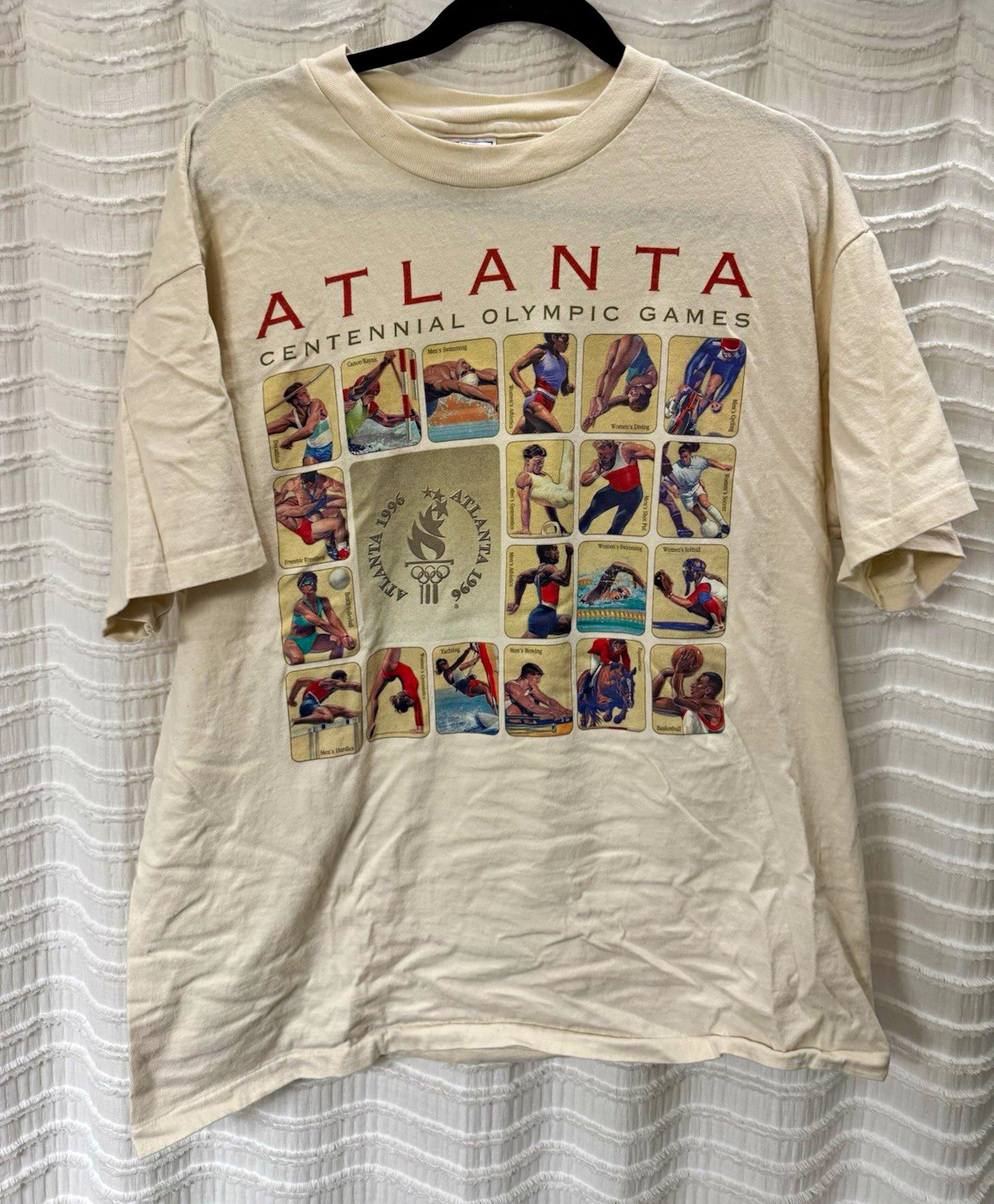 Hanes Atlanta 1996 Centennial Olympic Games Graphic Shirt XL Unisex Adult White Hanes Atlanta 1996 Centennial Olympic Games Graphic Shirt XL Unisex Adult White