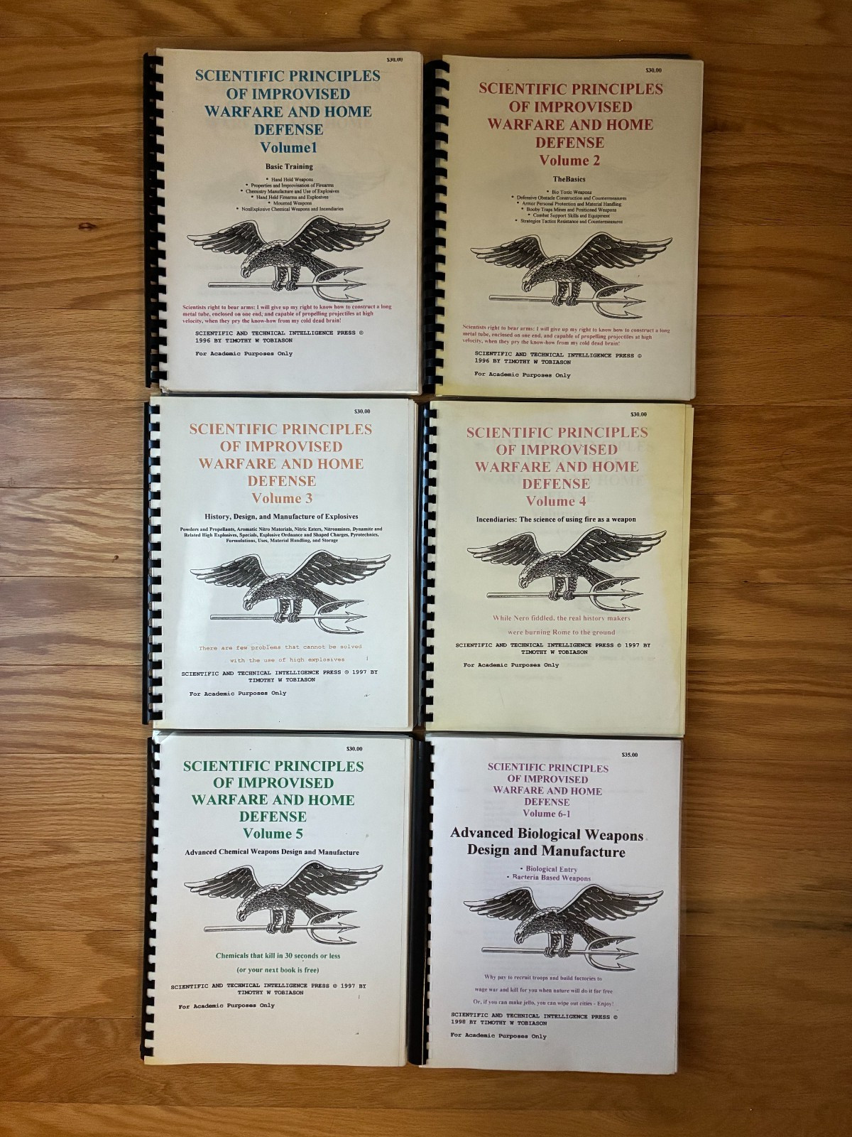 Scientific Principles of Improvised Warfare and Home Defense, Toriason, Vol. 1-6 Scientific Principles of Improvised Warfare and Home Defense, Toriason, Vol. 1-6