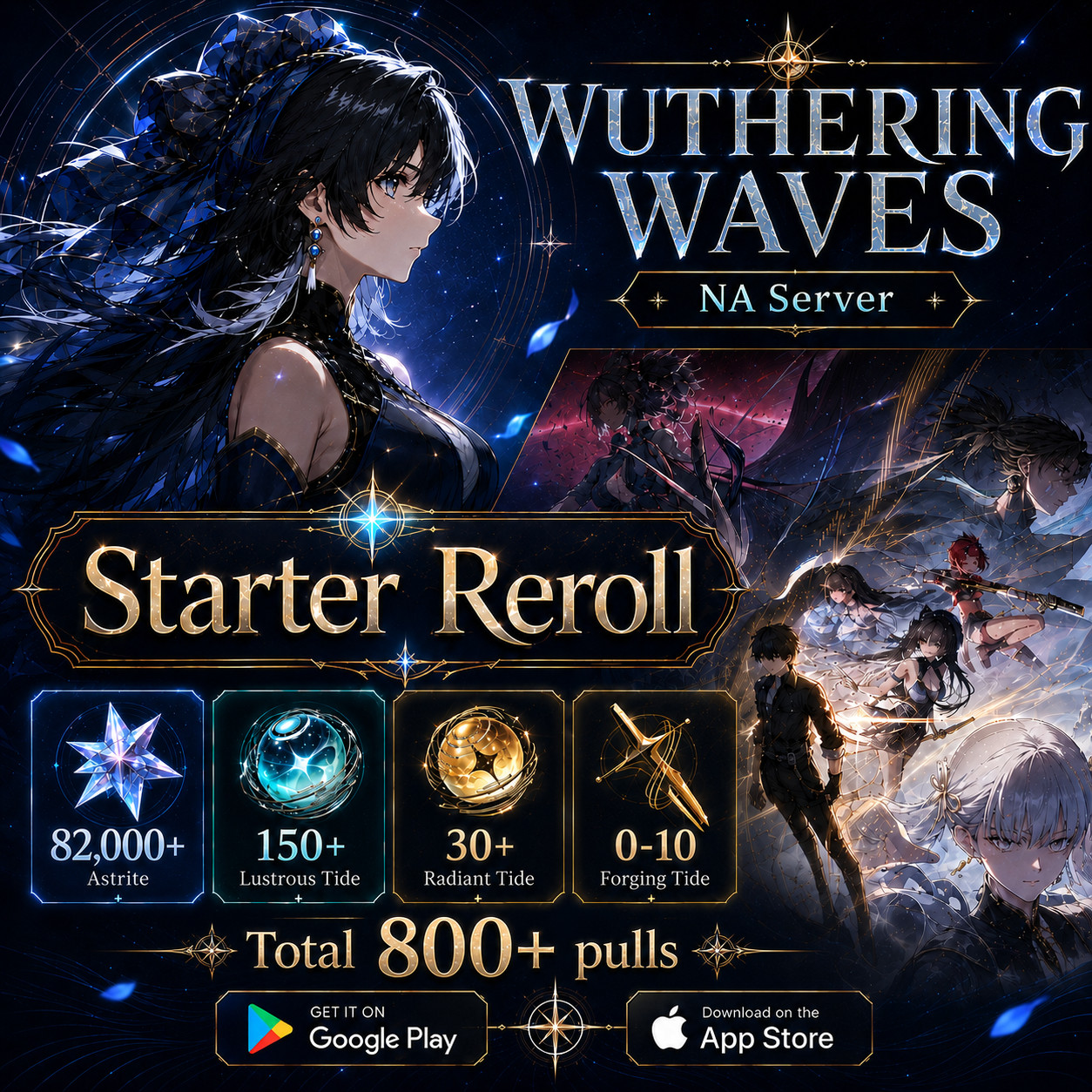 Wuthering Waves Reroll 82,000 Astrite 180+ Tides 800+Pulls NA Server Wuthering Waves Reroll 82,000 Astrite 180+ Tides 800+Pulls NA Server