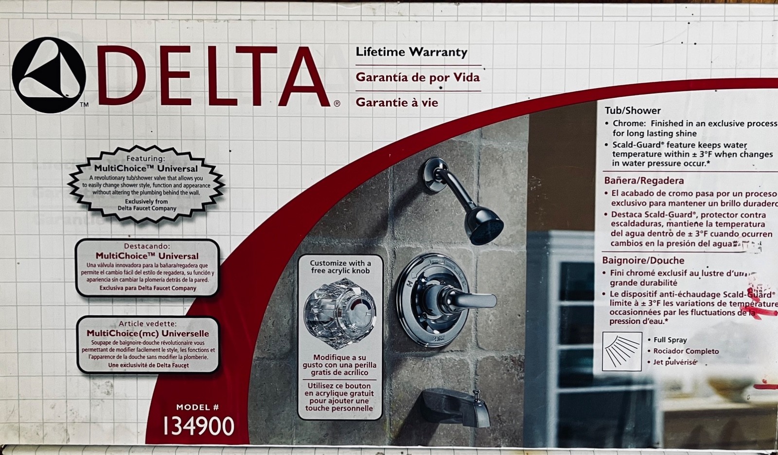 Delta Classic Tub And Shower Scald-Guard , Model 134900 Chrome, New In Box Delta Classic Tub And Shower Scald-Guard , Model 134900 Chrome, New In Box