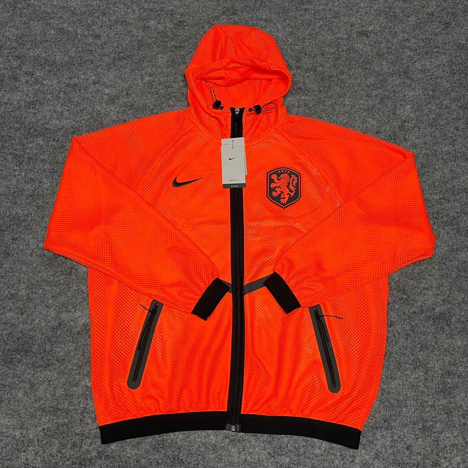 The Netherlands KNVB Jacket Mens Large Orange Nike Soccer Football Mesh Baggy