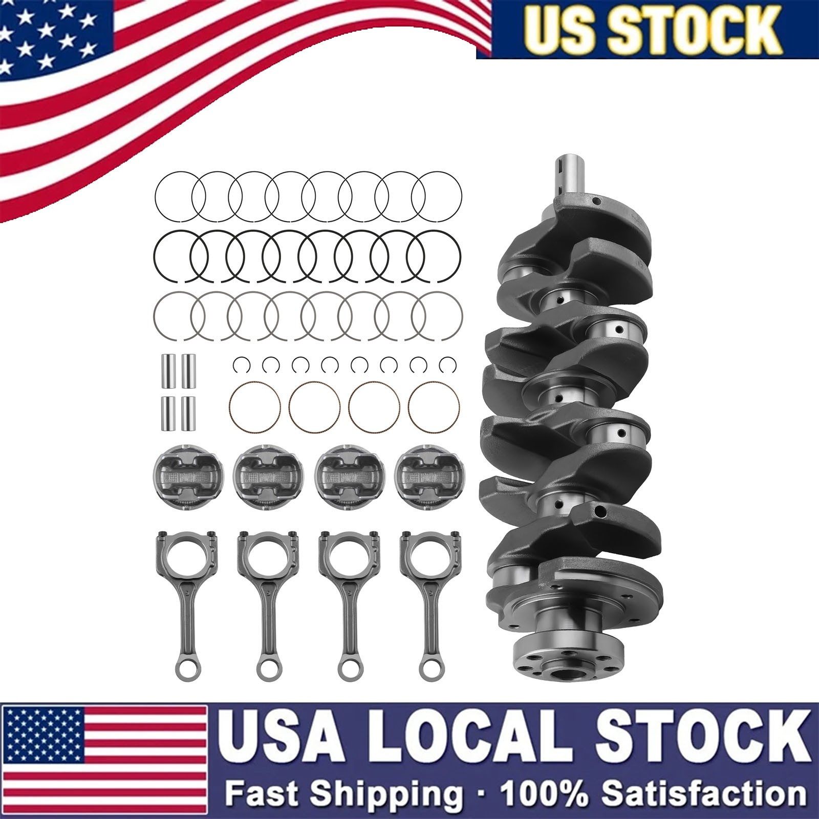 Engine Crankshaft 4x Rod & Pistons Kit For Hyundai Sonata Kia Optima G4KJ 2.4L