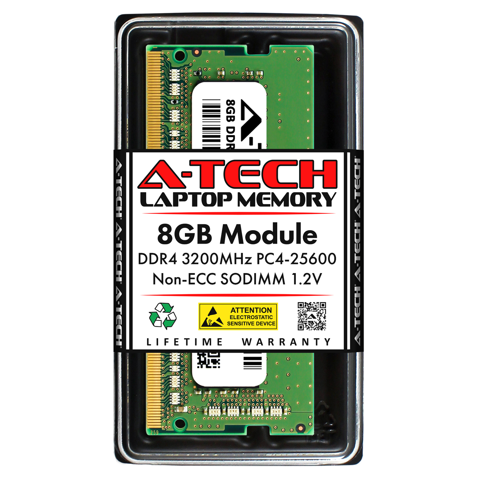 A-Tech 8GB PC4-25600 Laptop SODIMM DDR4 3200 MHz Non-ECC 260-Pin Memory RAM 8G