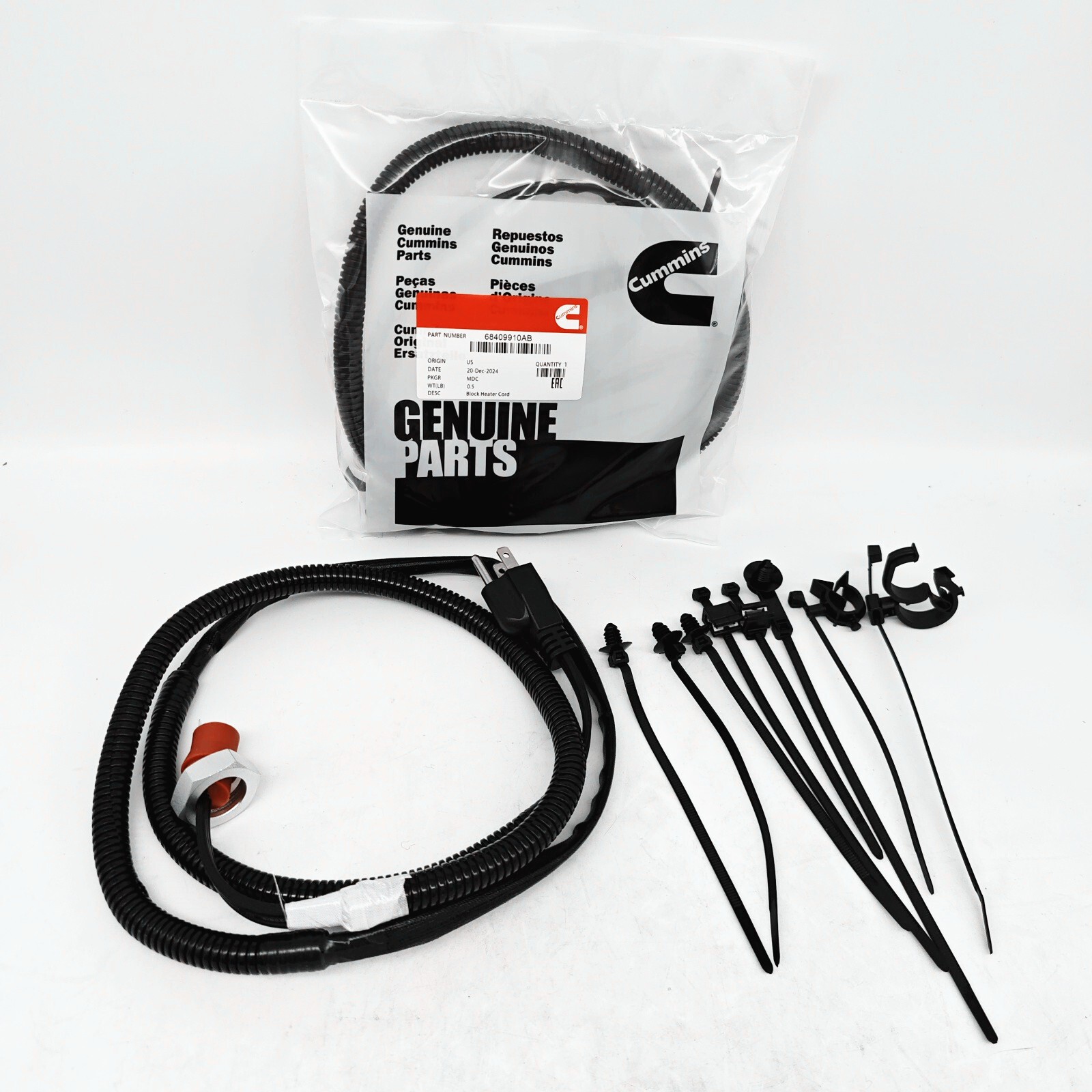 Block Heater Cord Cable For Dodge Ram 2500 3500 5.9L 6.7L Cummins 68409910AB NEW