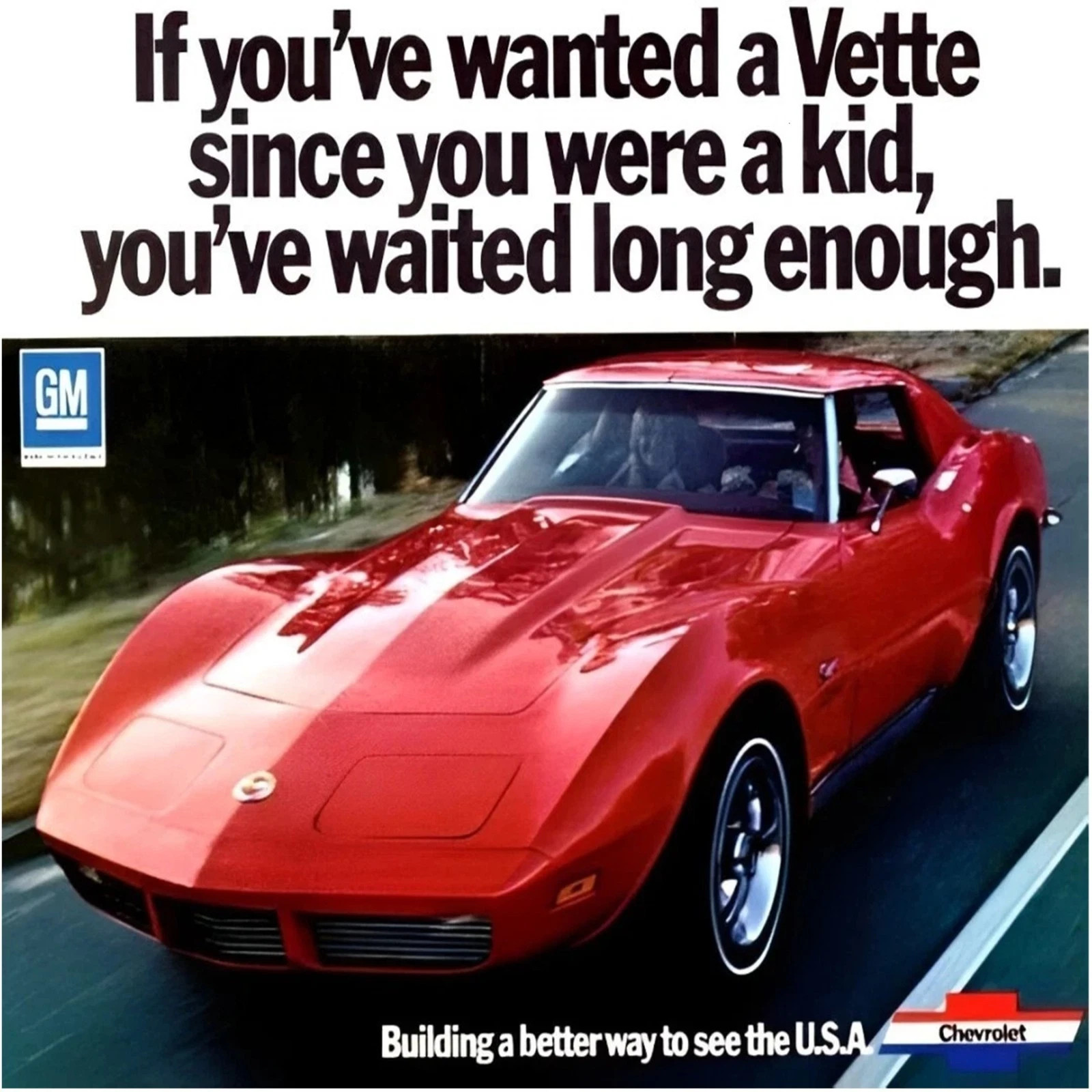1973 Chevrolet Corvette Ad POSTER 24 X 24 Inches Wall Art | Classic Car