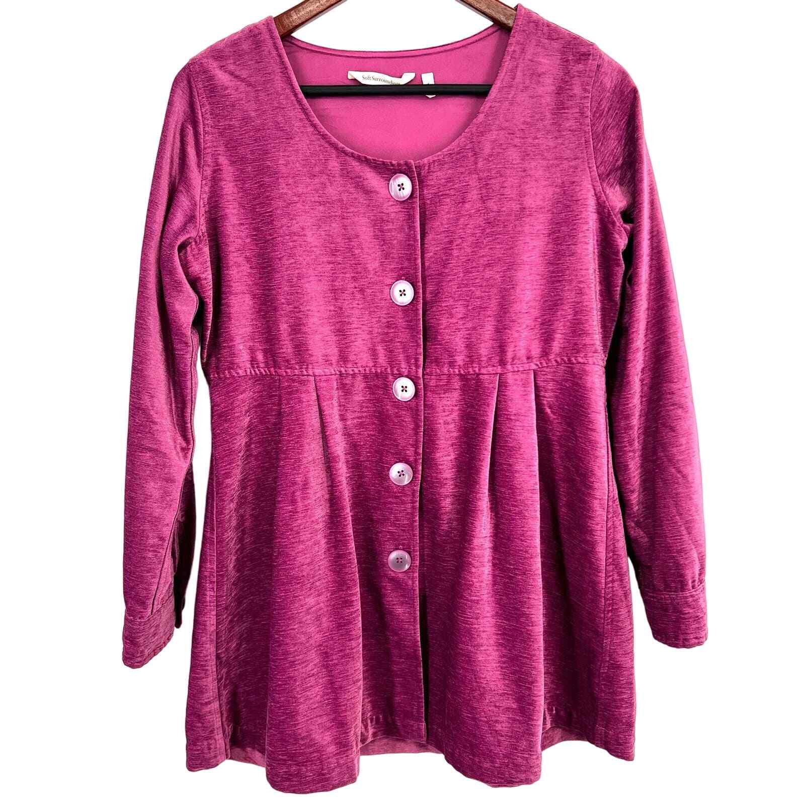 NWOT Soft Surroundings Womens Sz Small Magenta Pink Luxury Blouse Shirt Top