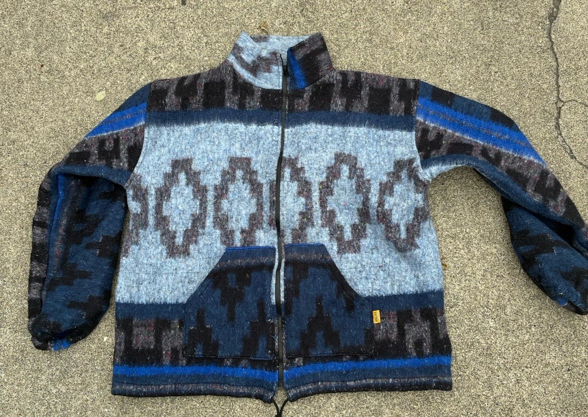 Vtg Molina Artesanias MR Jacket Molina Indian Drawin Made In Mexico Size Large