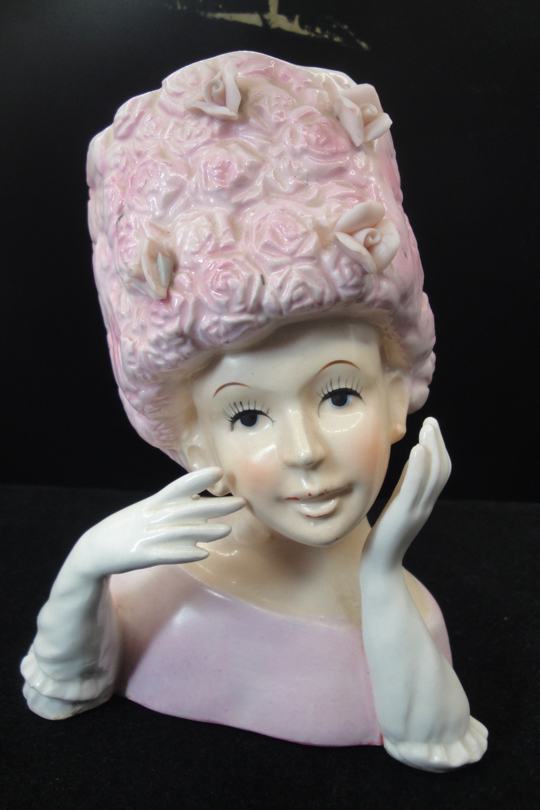 Lovely Vintage Relpo A-1373M Ceramic Lady Head Vase MCM Japan 5 1/2