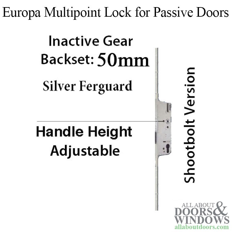 G-U Inactive 50/92 Europa Multipoint Lock Passive Door Silver Ferguard