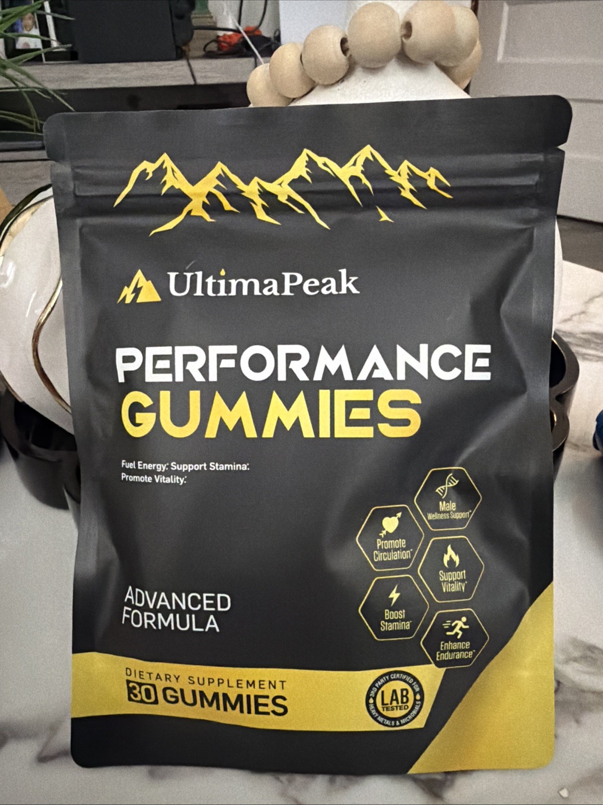 UltimaPeak Performance Gummies Energy Stamina Support 30 Ct Raspberry