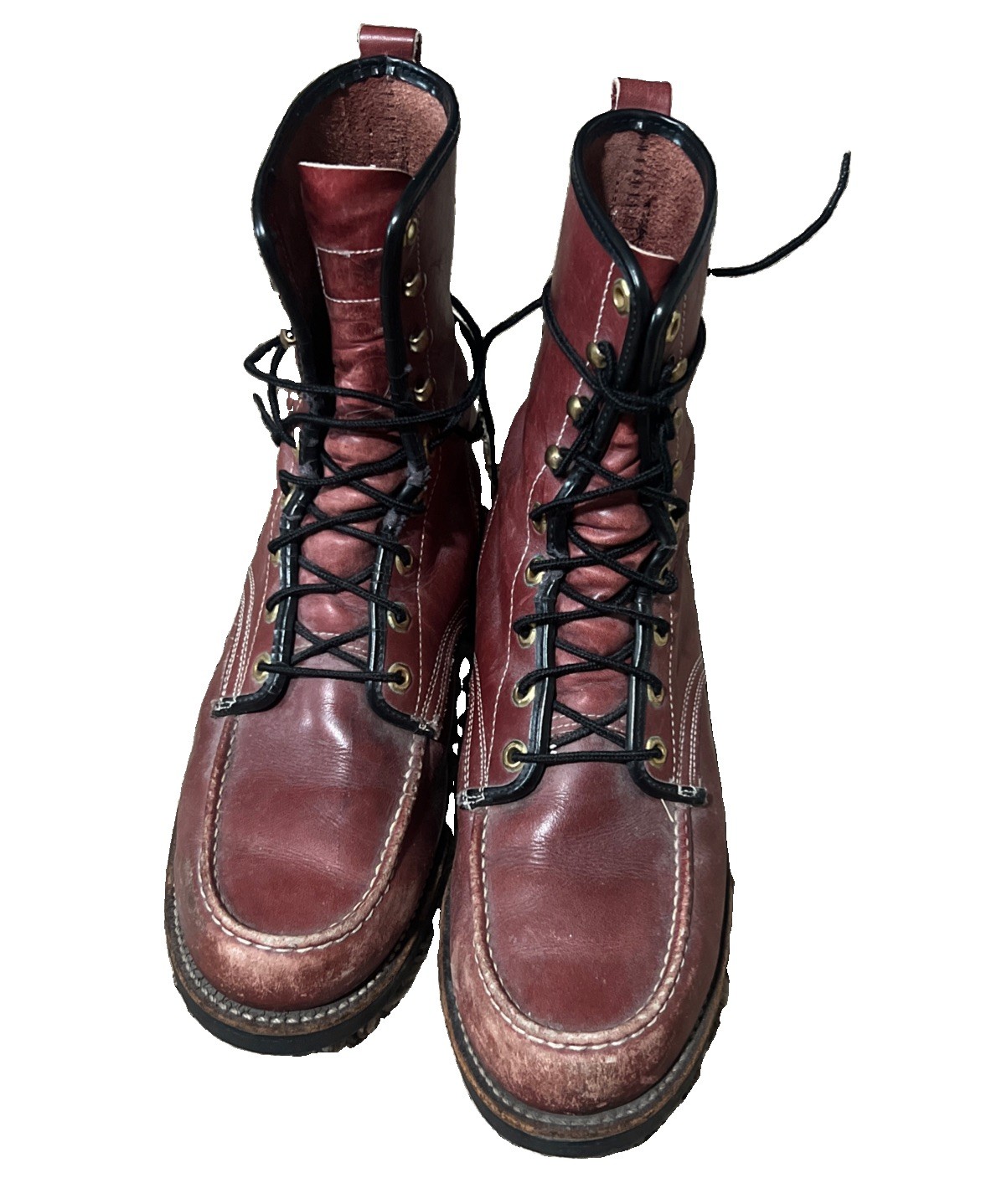 Vintage Oxblood Herman Santa Rosa USA Made Logger Boots 12