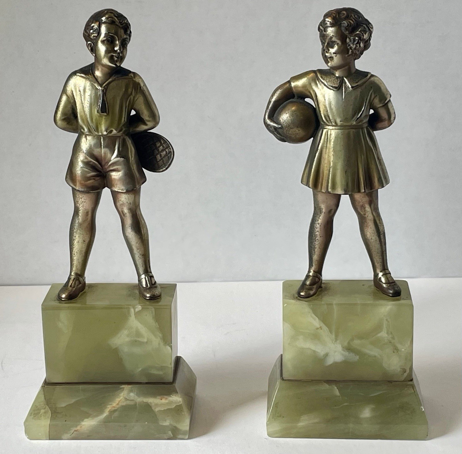 Art Deco Bronze Pair of Children Sculpture Statue Figurine Vintage Art Deco Bronze Pair of Children Sculpture Statue Figurine Vintage