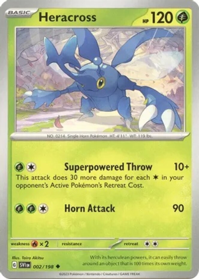 Heracross - 002/198 - Uncommon (Near Mint) Scarlet & Violet - Base Set - Grass P