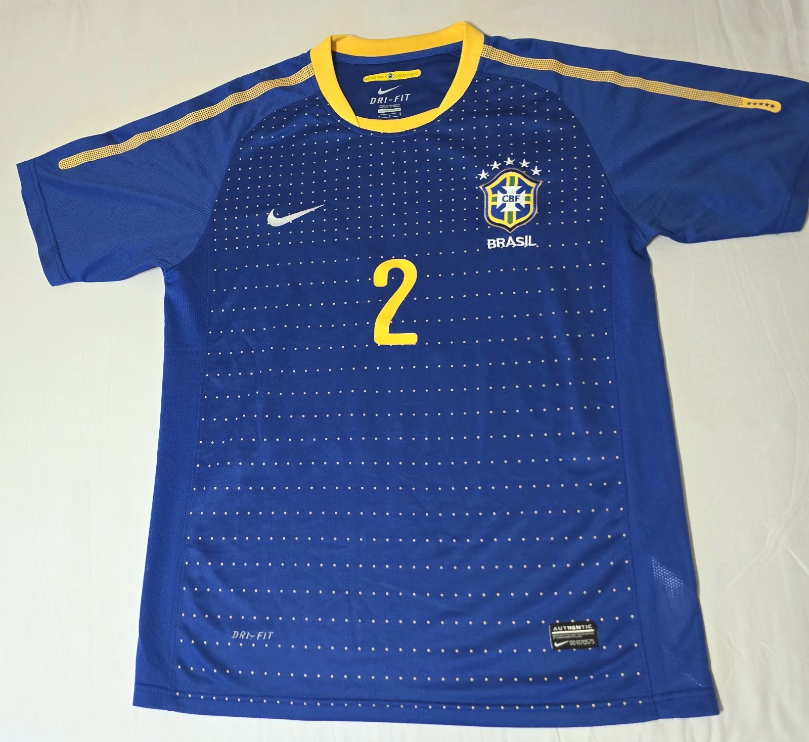 Maicon Nike Brazil 2010 World Cup Away Soccer Jersey Mens S Blue Dri-Fit Maicon Nike Brazil 2010 World Cup Away Soccer Jersey Mens S Blue Dri-Fit