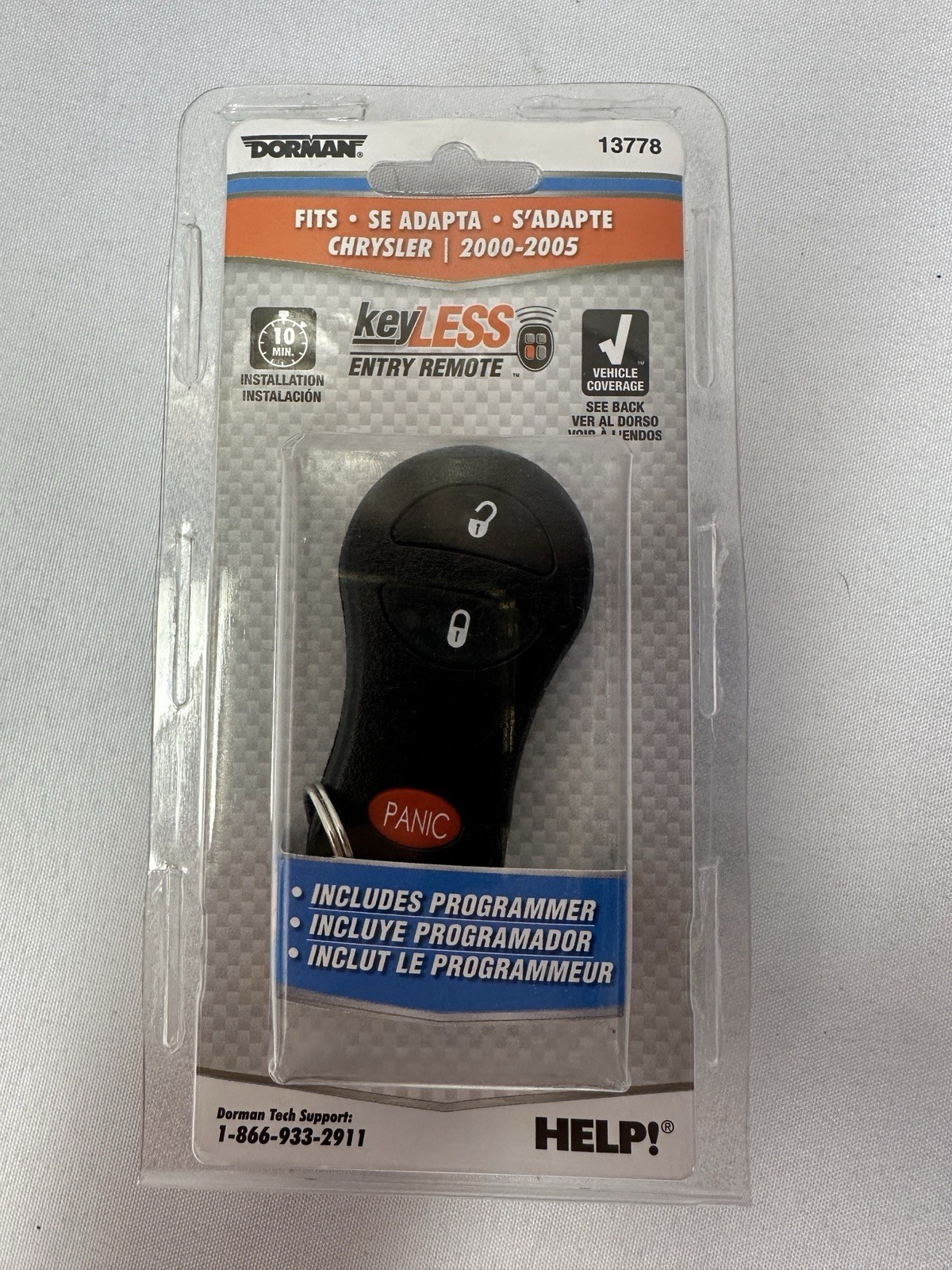 New Dorman 13778 Keyless Entry 3-button Remote, Grand Cherokee, Neon, PT Cruiser