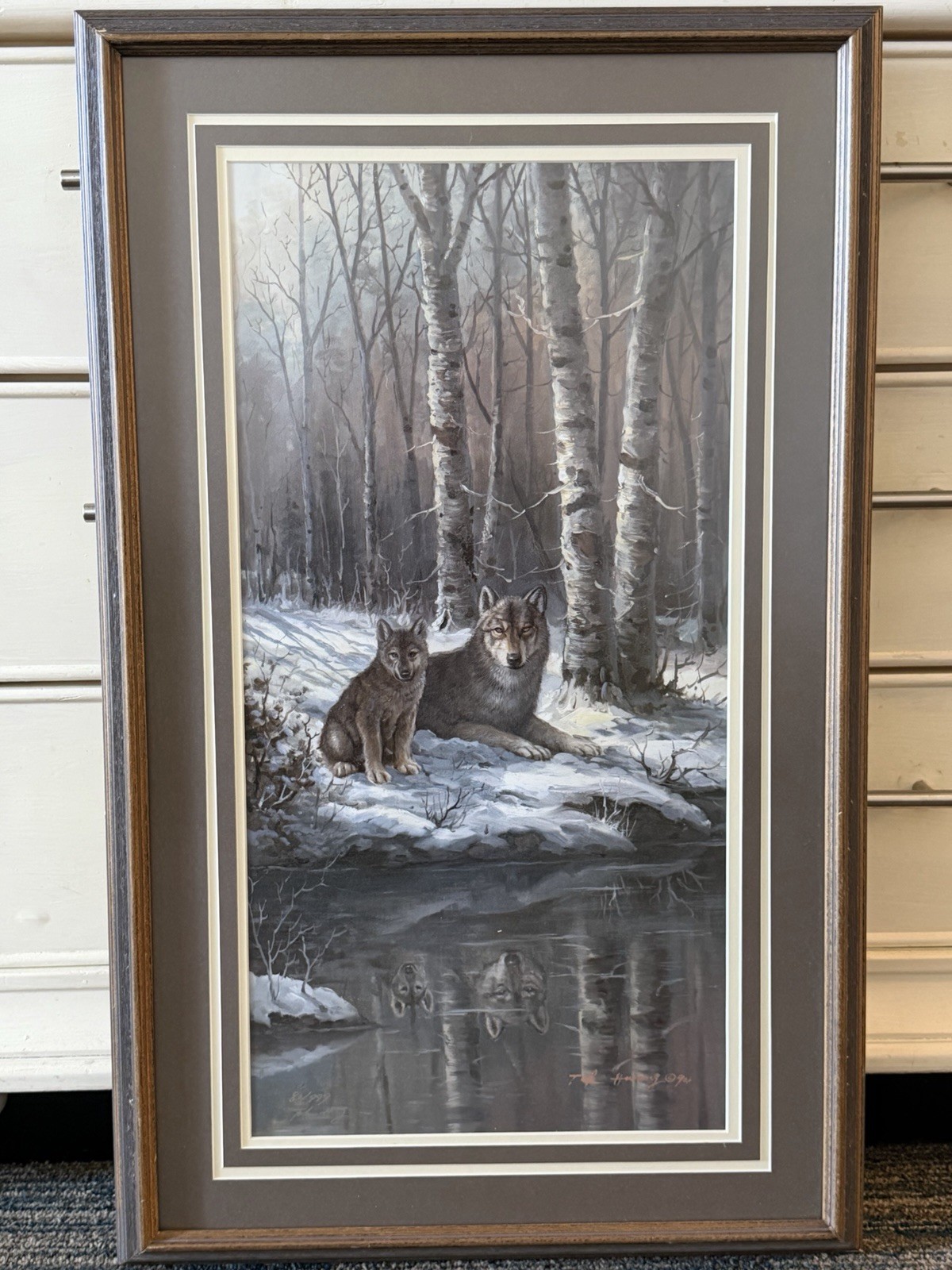 Tok Hwang Signed Limited Edition Wolf Print 80/999 1994 Framed Wildlife Art