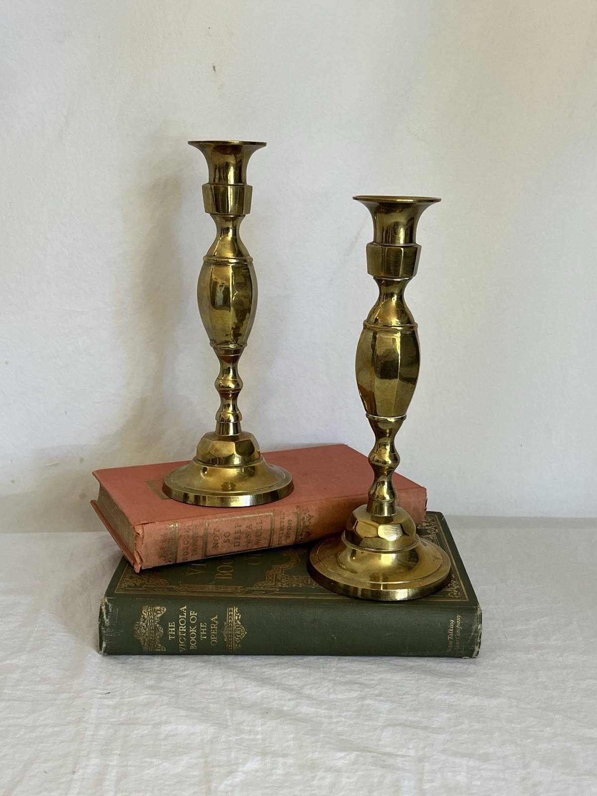 Vintage Brass Candlesticks 9.5” Tall Classic Style