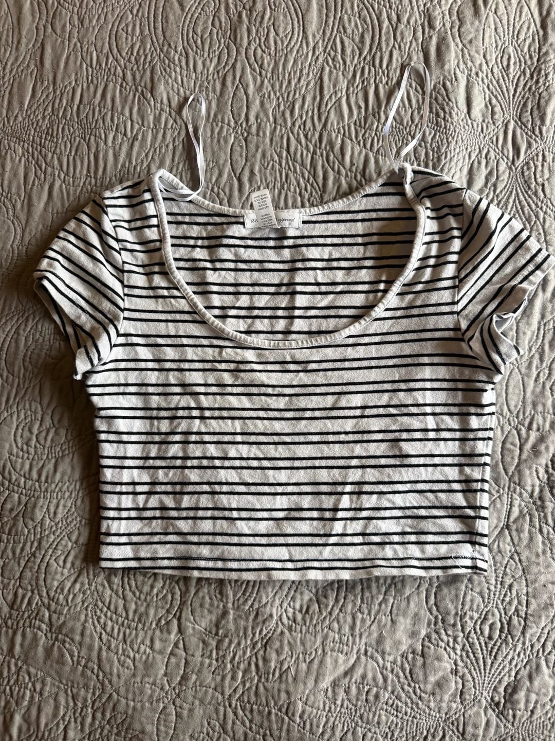Ambiance Apparel Striped Crop Top Size S Black White