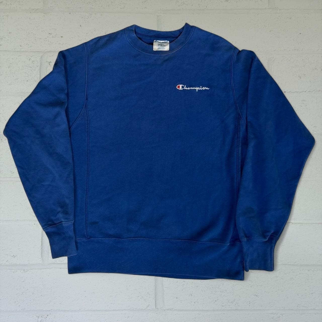 Vintage 90s Champion Reverse Weave Blue Script Crewneck Sweatshirt Mens Small