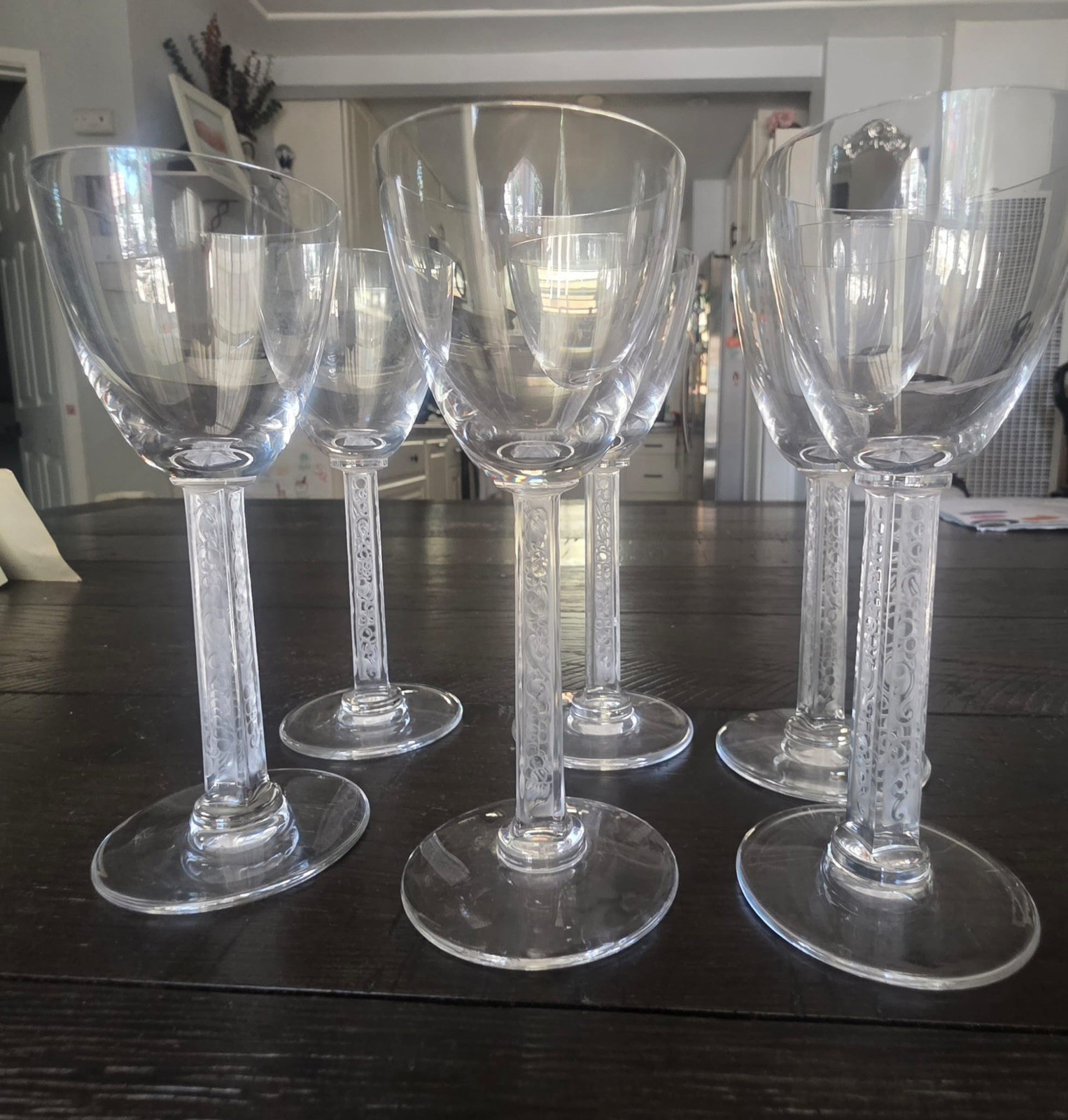 (1) Lalique France Phalsbourg Signed Square Stem Sherry Glasses 5 3/4 (1) Lalique France Phalsbourg Signed Square Stem Sherry Glasses 5 3/4