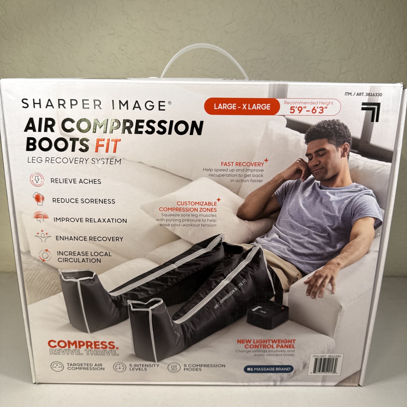 Sharper Image Air Compression Boots Flex, Large/XLarge - New-Open Box