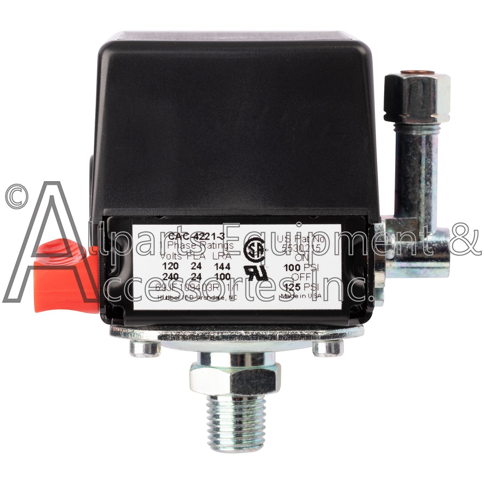 CAC-4221-3 DeVilbiss/Craftsman 1/4 NPT Port Pressure Switch 100/125 PSI CAC-4221-3 DeVilbiss/Craftsman 1/4 NPT Port Pressure Switch 100/125 PSI