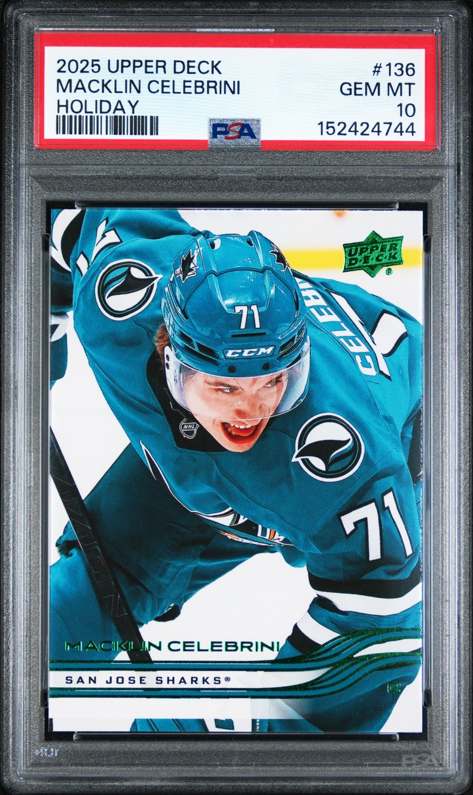 2025 UD HOLIDAY #136 MACKLIN CELEBRINI PSA 10