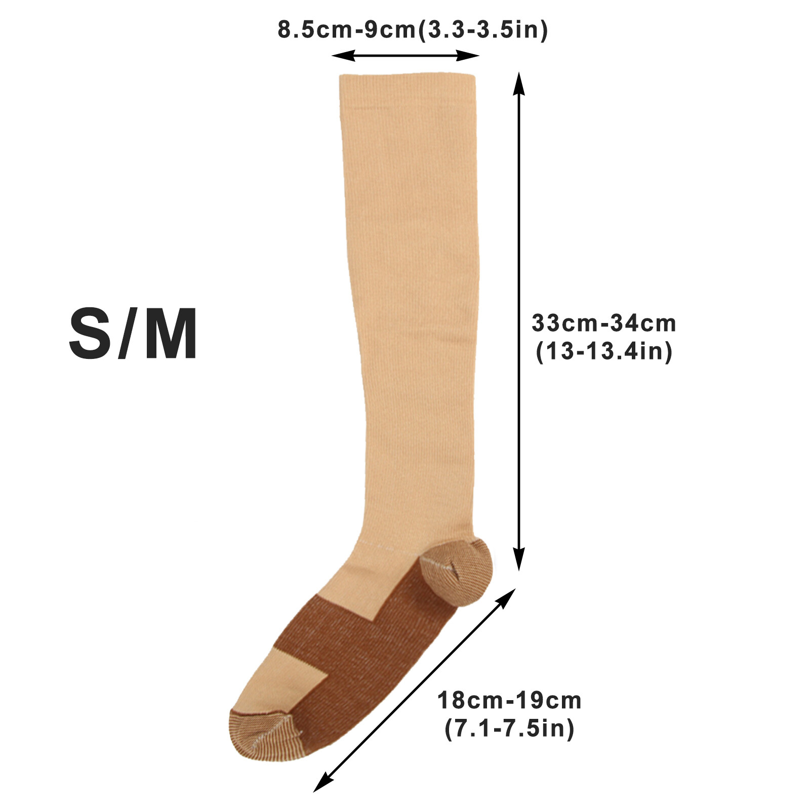  2-6 Pairs Women Men Copper Compression Socks Calf Leg Foot Support Stockings