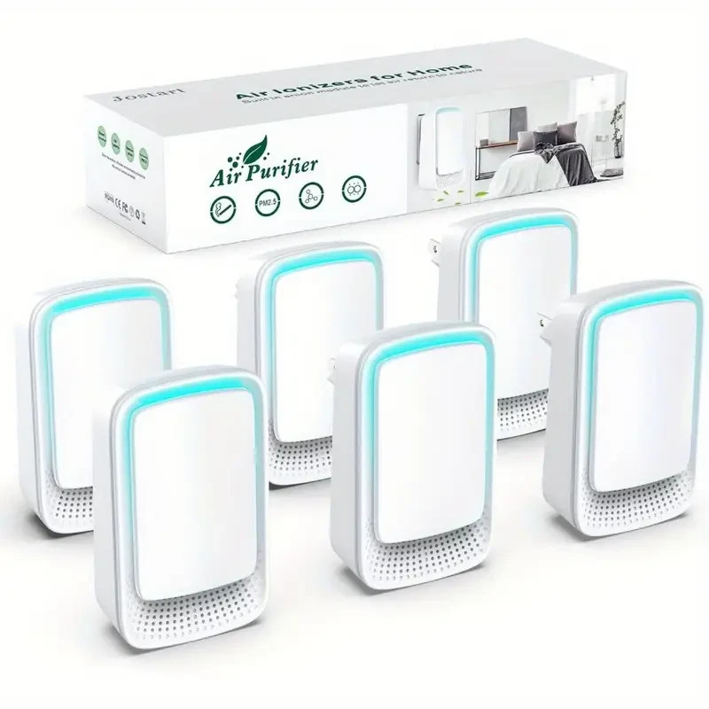 6pcs Plug-In Air Purifier Set – Ionic Filterless Silent Odor Eliminator for Home