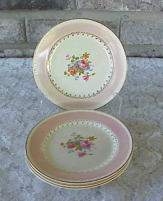 Vintage Homer Laughlin Marilyn Pink Bread & Butter Plates (4) 6 1/2