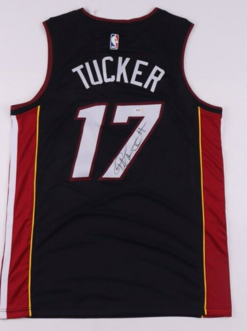 P J Tucker Signed Miami Heat Jersey (PSA COA) 2021 NBA Champion Power Forward P J Tucker Signed Miami Heat Jersey (PSA COA) 2021 NBA Champion Power Forward