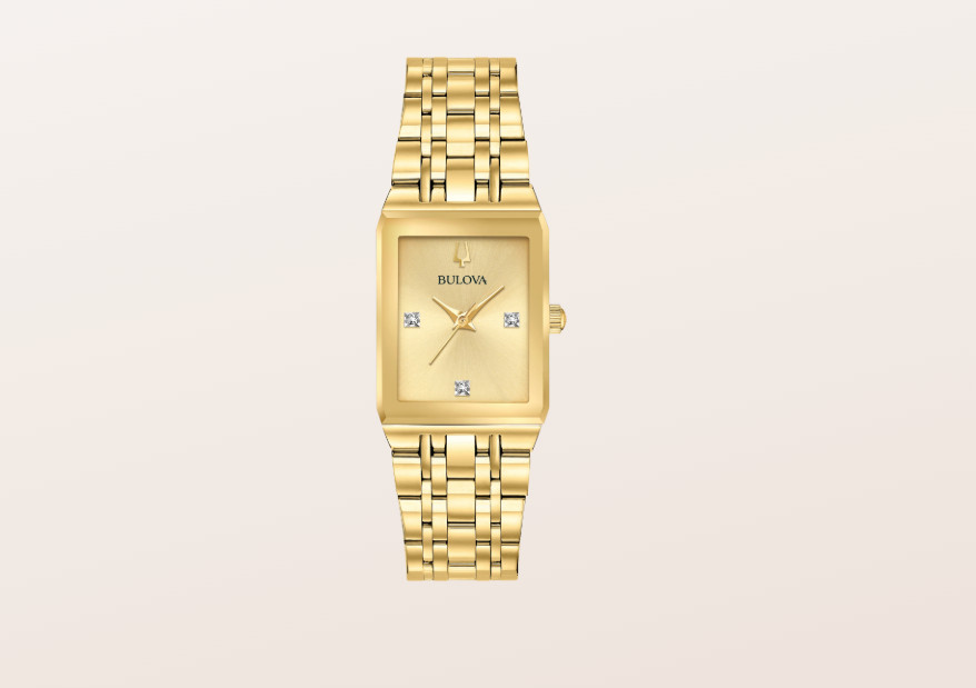 Bulova Modern Women\'s Gold Tone Gemmed Quartz Watch 97P140 $450 RETAIL