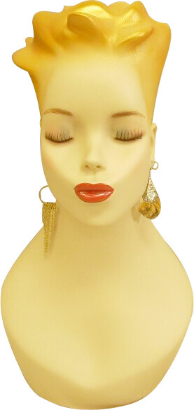 Artistic Vintage Fiberglass Adult Female Mannequin Head with Detailed Face