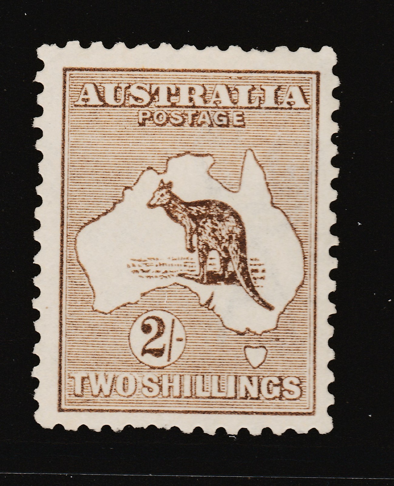 1915 KANGAROO THIRD WATERMARK 2/- BROWN SG 41 £300 \