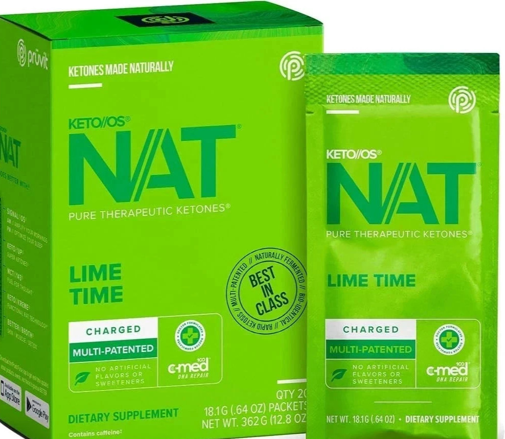 Pruvit KETO OS NAT Lime Pruvit KE Time Charged Ketone Drink 20 Packets EXP-/2028