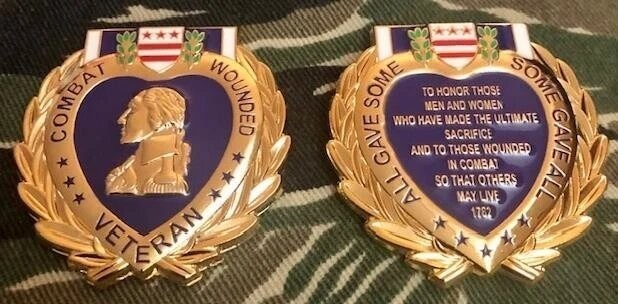 PURPLE HEART CHALLENGE COIN ARMY MARINES NAVY AIR FORCE COAST GUARD PURPLE HEART CHALLENGE COIN ARMY MARINES NAVY AIR FORCE COAST GUARD